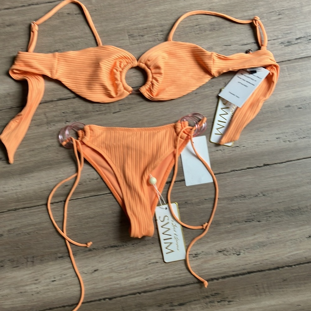 For Love & Lemons Dolls Kill Daiquiri O-Ring rib top bottom bikini set XS
